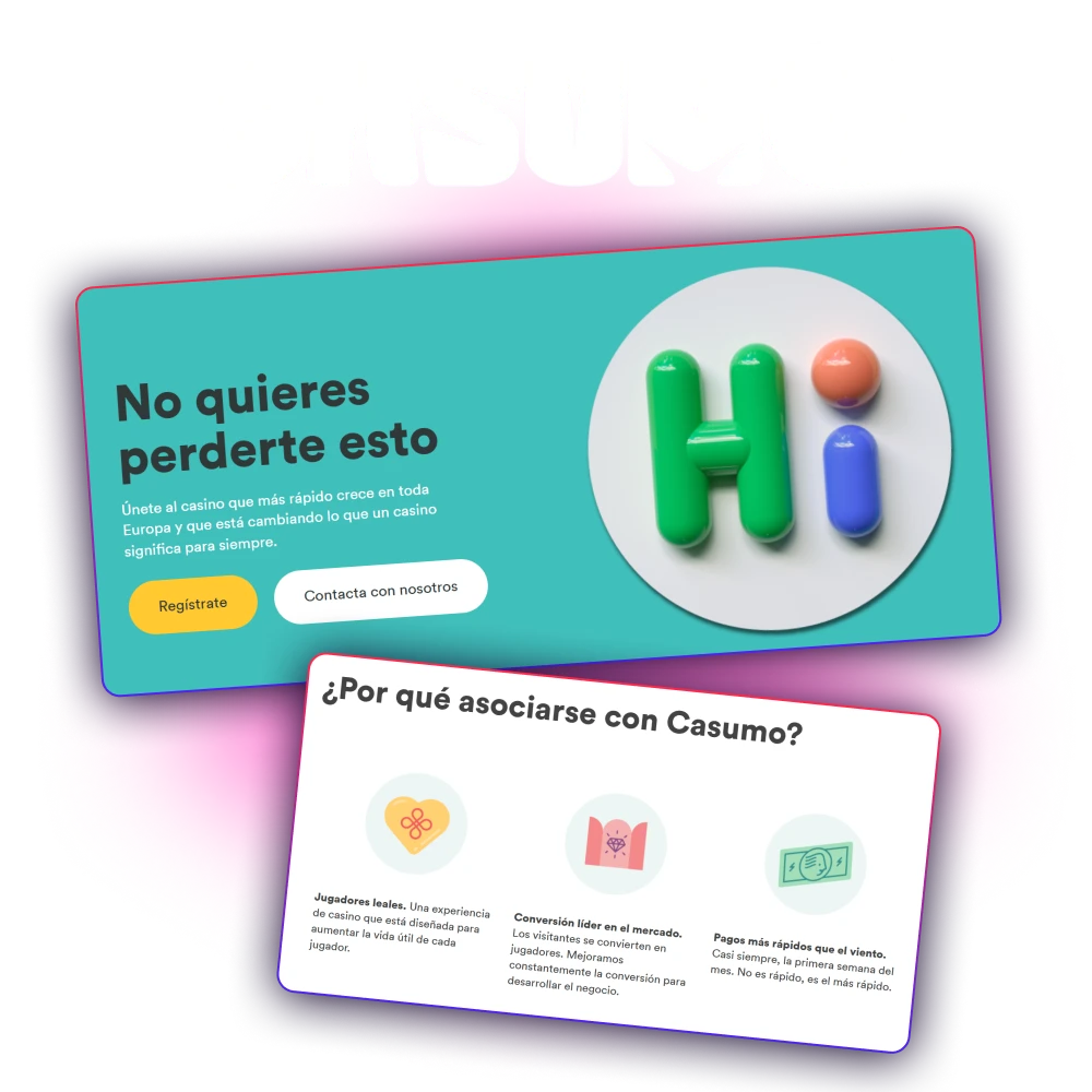 Unete al programa de afiliados de Casumo y gana comisiones promocionando el sitio oficial del casino.