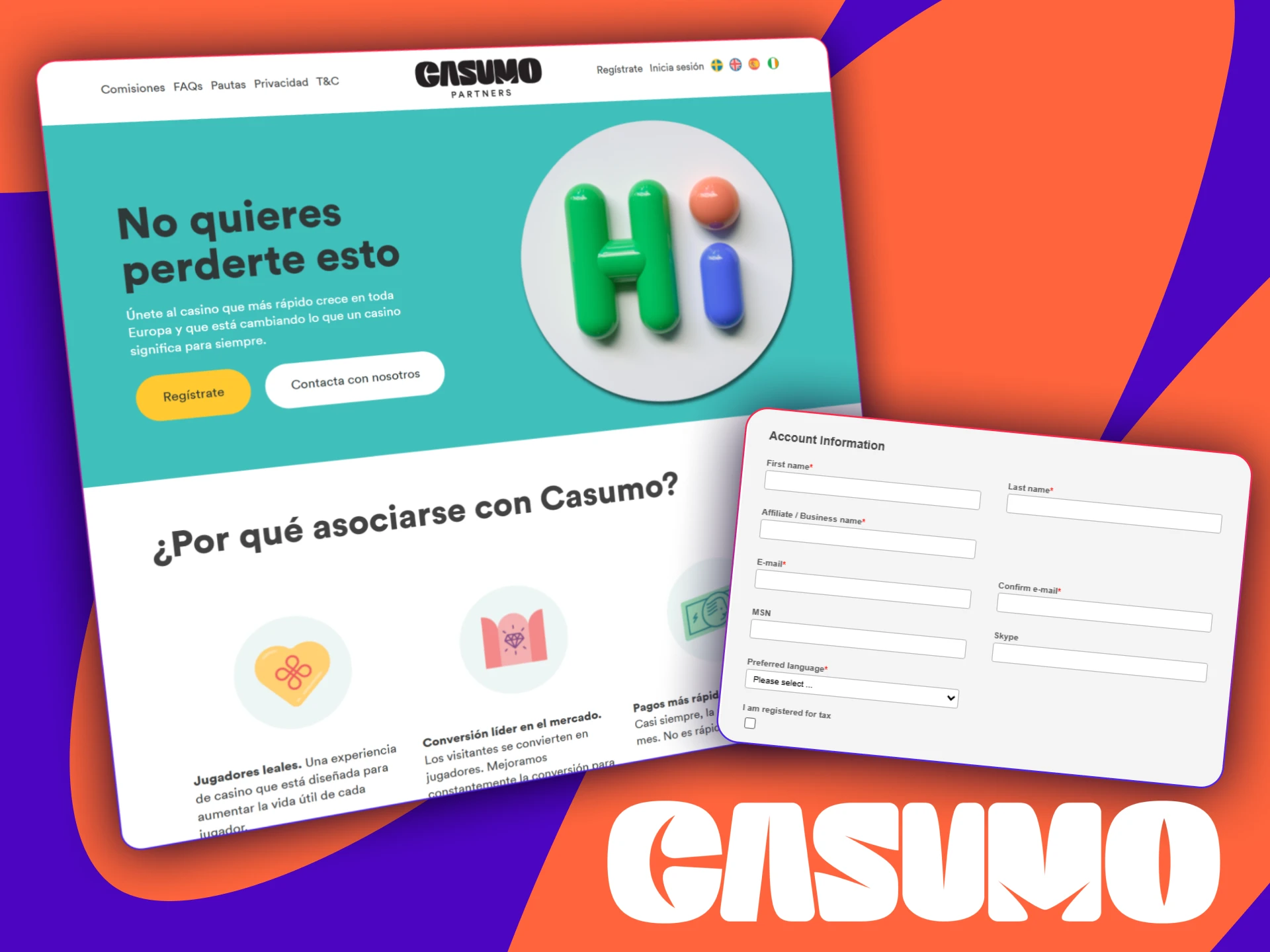 Conviértete en socio del casino oficial de Casumo y gana recompensas por cada jugador referido.