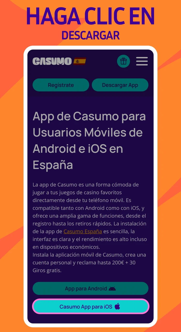 Haz clic en el boton de descarga oficial de Casumo para comenzar la instalacion rapida y segura.