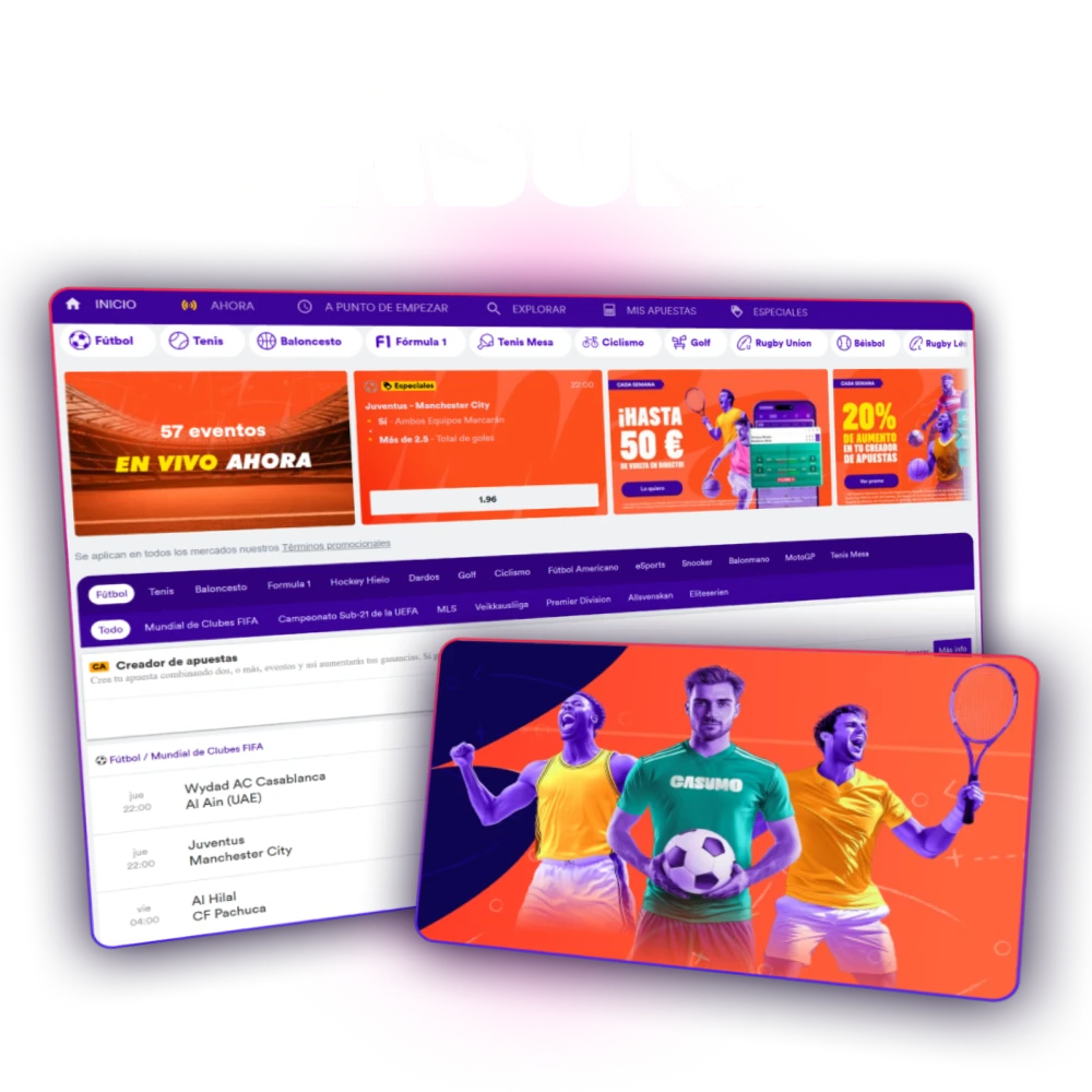 Apuesta en deportes con las mejores cuotas en el casino oficial Casumo.