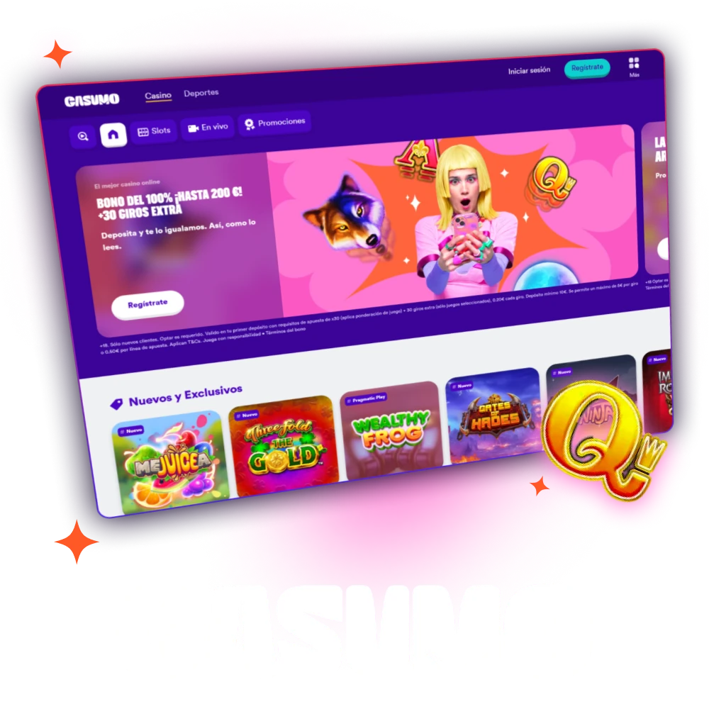 Logo oficial del casino Casumo que opera legalmente en España y ofrece una experiencia de juego segura y divertida.