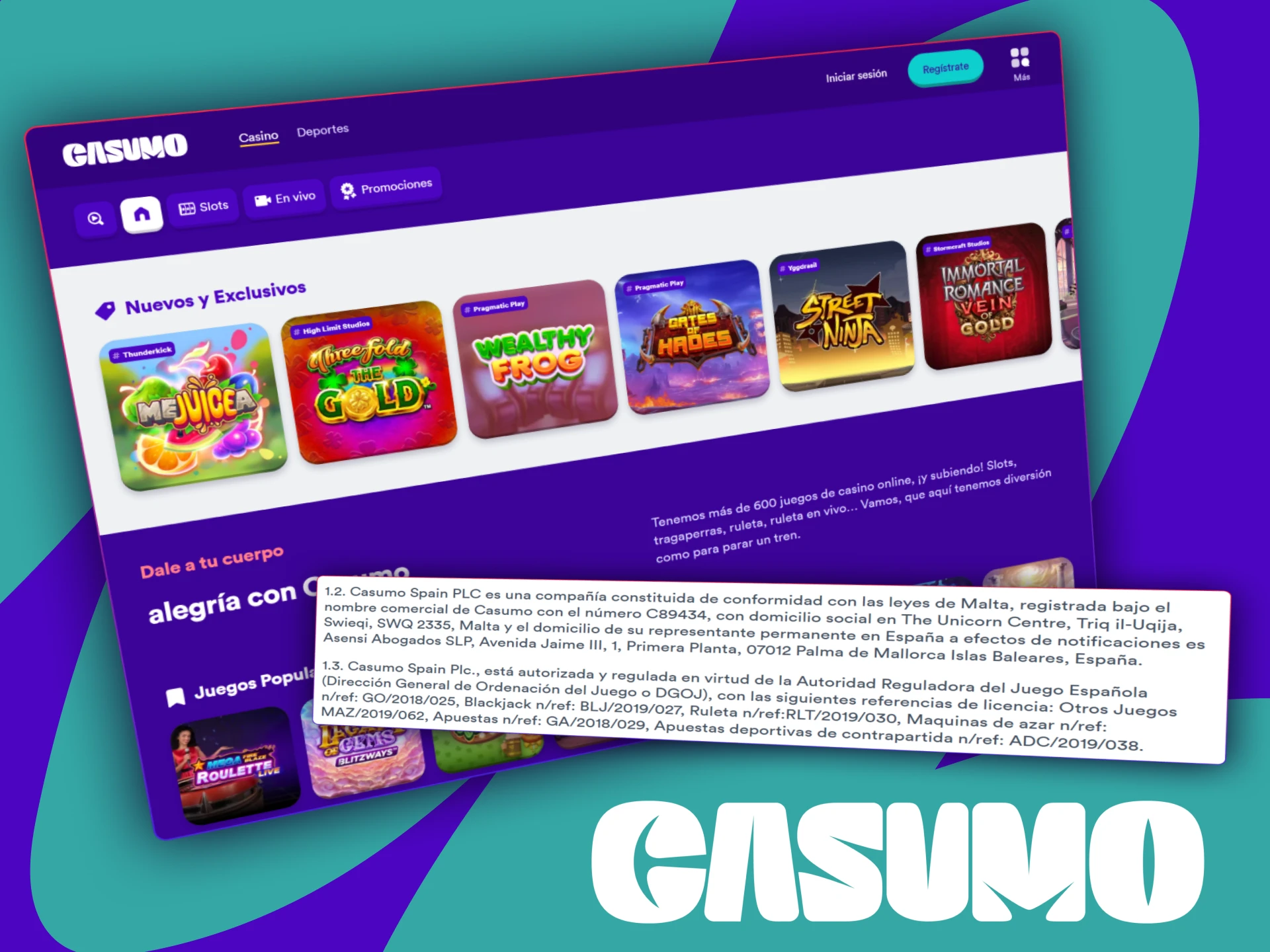 Casumo es un casino oficial y confiable autorizado en España por la DGOJ.
