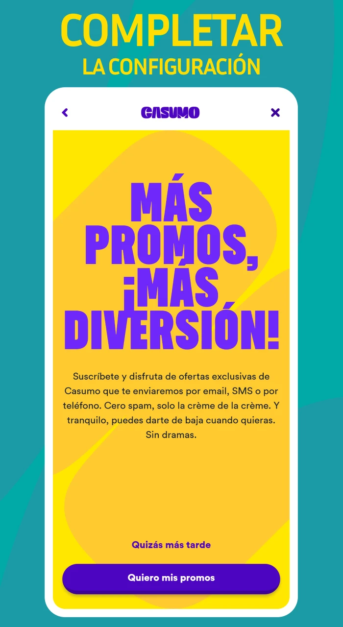Confirmacion de cuenta y finalizacion del registro en Casumo.