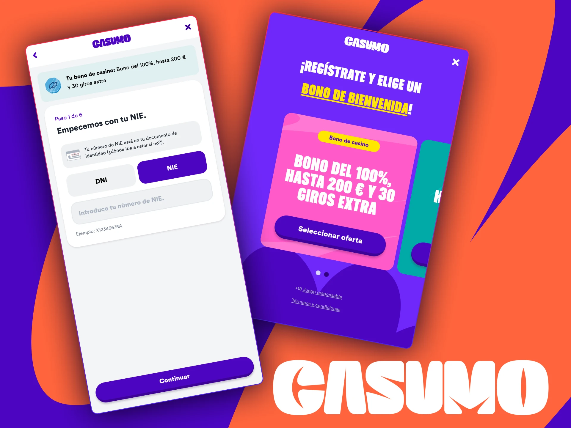 Registrar una cuenta en la app móvil del casino oficial Casumo es muy sencillo.